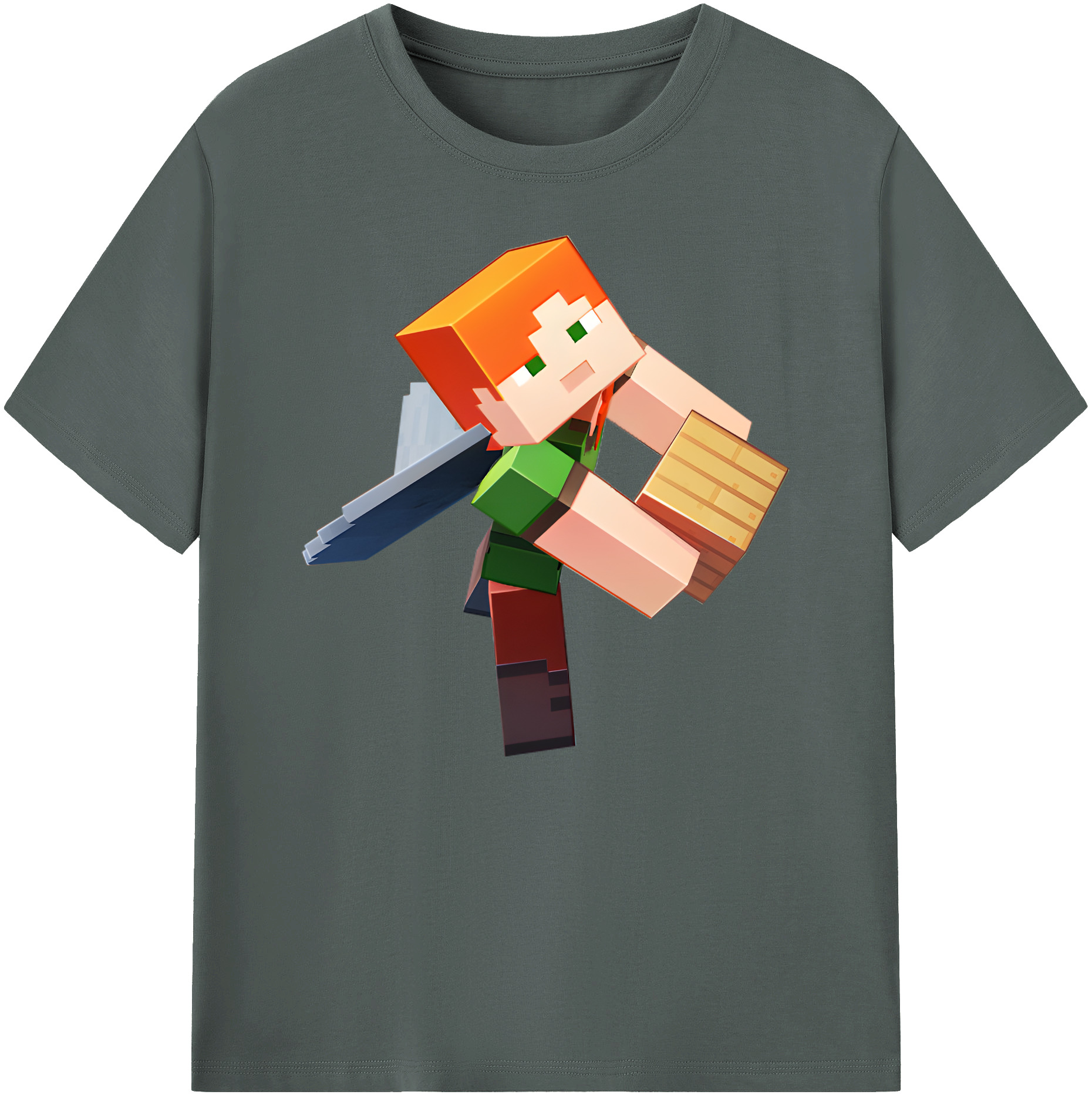 （画像用） マインクラフト ブロックの世界 Minecraft MC Block world 綿100％ メンズ半袖Tシャツ｜肌触りやわらか＆通気性
